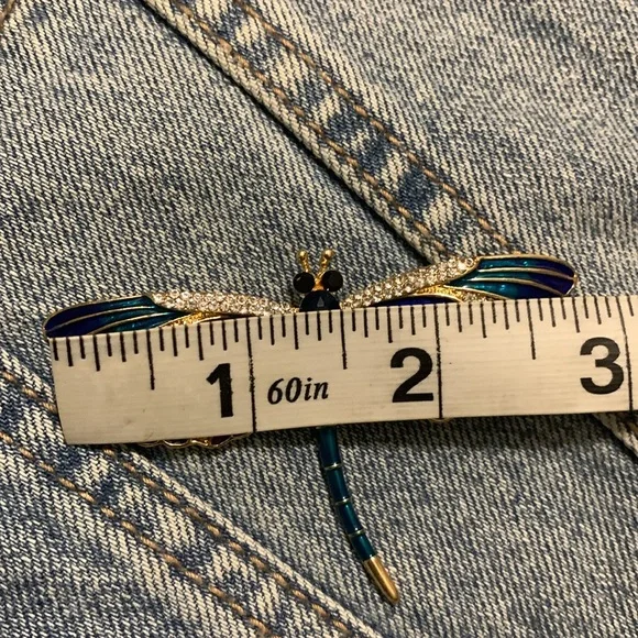 Blue Green dragonfly brooch pin New - Picture 5 of 8